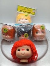 Vintage Doll Heads W/Yarn Hair In Packaging. 1 Large, 4 Small