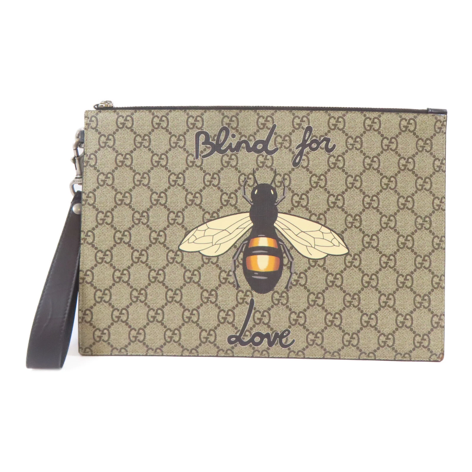 GUCCI GG SHW Borsa a mano pochette 473904 PVC rivestito tela marrone nero