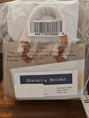 NEW Dooney & Bourke Mini Janine Pebble Leather Satchel Crossbody Bag TAUPE - Picture 5 of 13