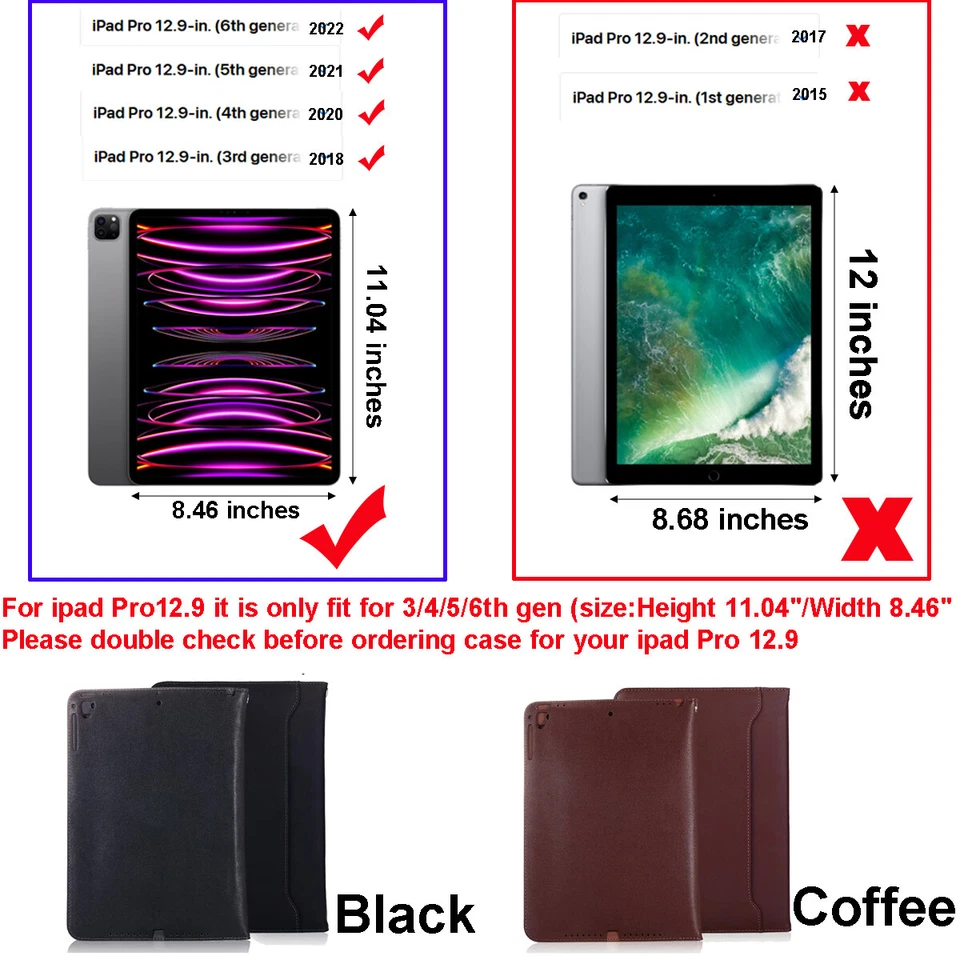 Leather Wallet Stand Case Cover For iPad 5th 6th 7th 8th 9th Gen 9.7" Shockproof - Image 3 of 4