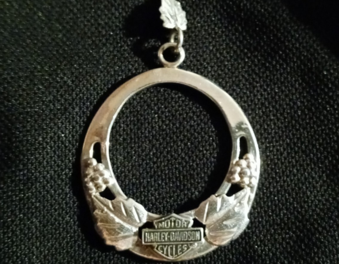 LARGE Harley Davidson Black Hills Stamper Sterling Silver Hoop 