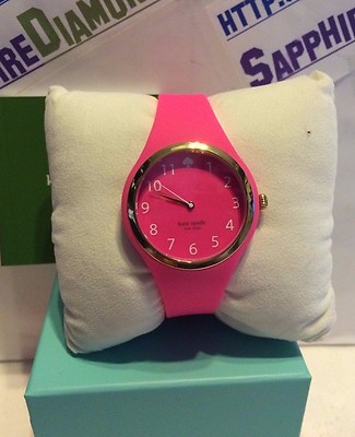 Kate Spade New York Pink Silicone Rumsey Watch Gold Tone Trim Fresh Battery KATE SPADE NEW YORK Rumsey Analog Watch PINK Polkadot  main image 3