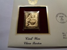 CLARA BARTON NURSE CIVIL WAR 1995 1ST DAY ISSUE RARE USPS 22KT GOLD STAMP #X