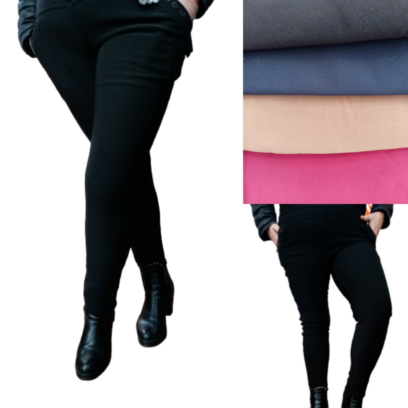 leggings donna LEGGINS pantaloni felpati invernali termici fuseaux