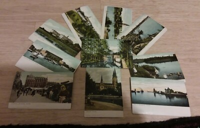 10 Vintage Old Unused Set of Colored Photo Postcards from SWEDEN 1900 PRETTY! 