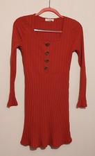 Full Circle Trends - Womens Tunic ribbed Dress - Orange Size M