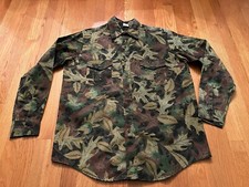 Vintage Kelly Cooper Tru Leaf Shirt Mens M Camouflage Hunting Made in USA Camo
