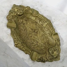 Depose Cigar Cigarette Brass Ashtray Cherubs Angels Trinket Dish Art Nouveau