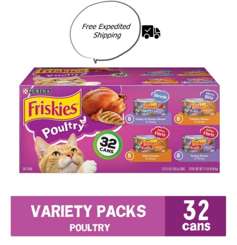 Purina Friskies Canned Wet Cat Food 32 Count Variety Packs - (32) 5.5 oz Cans