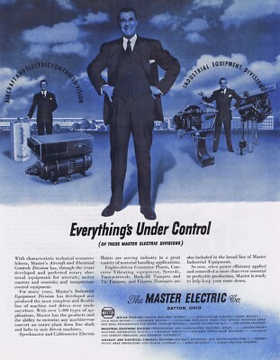 1945 MASTER ELECTRIC COMPANY AD Aircraft & Electrical Controls Div., Dayton Ohio
