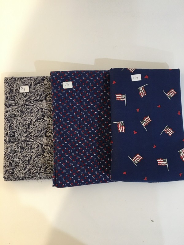 100% Cotton quilting fabric - two 1 1/8 yd & one 7/8 yard pieces