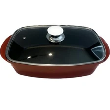 Sedona Pro 5.5-Qt. Aluminum Multi-Purpose Roaster Pan with Lid, Red, Nonstick.