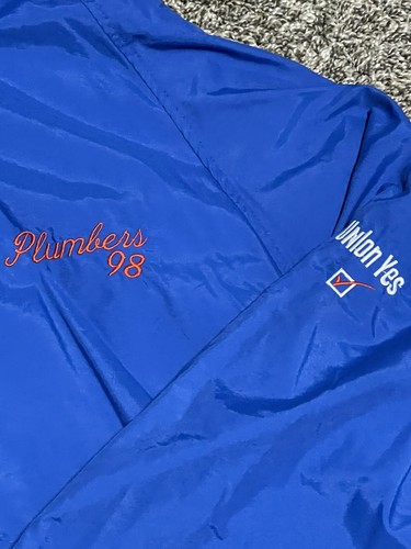 VTG NWT Sportsmaster Full Zip Jacket Men's 3XL Blue Vented Plumbers 98 Union Yes - Picture 2 of 5