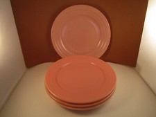 Vintage Hazel Atlas Glass Moderntone Platonite Pink Set of 4 Dinner Plates