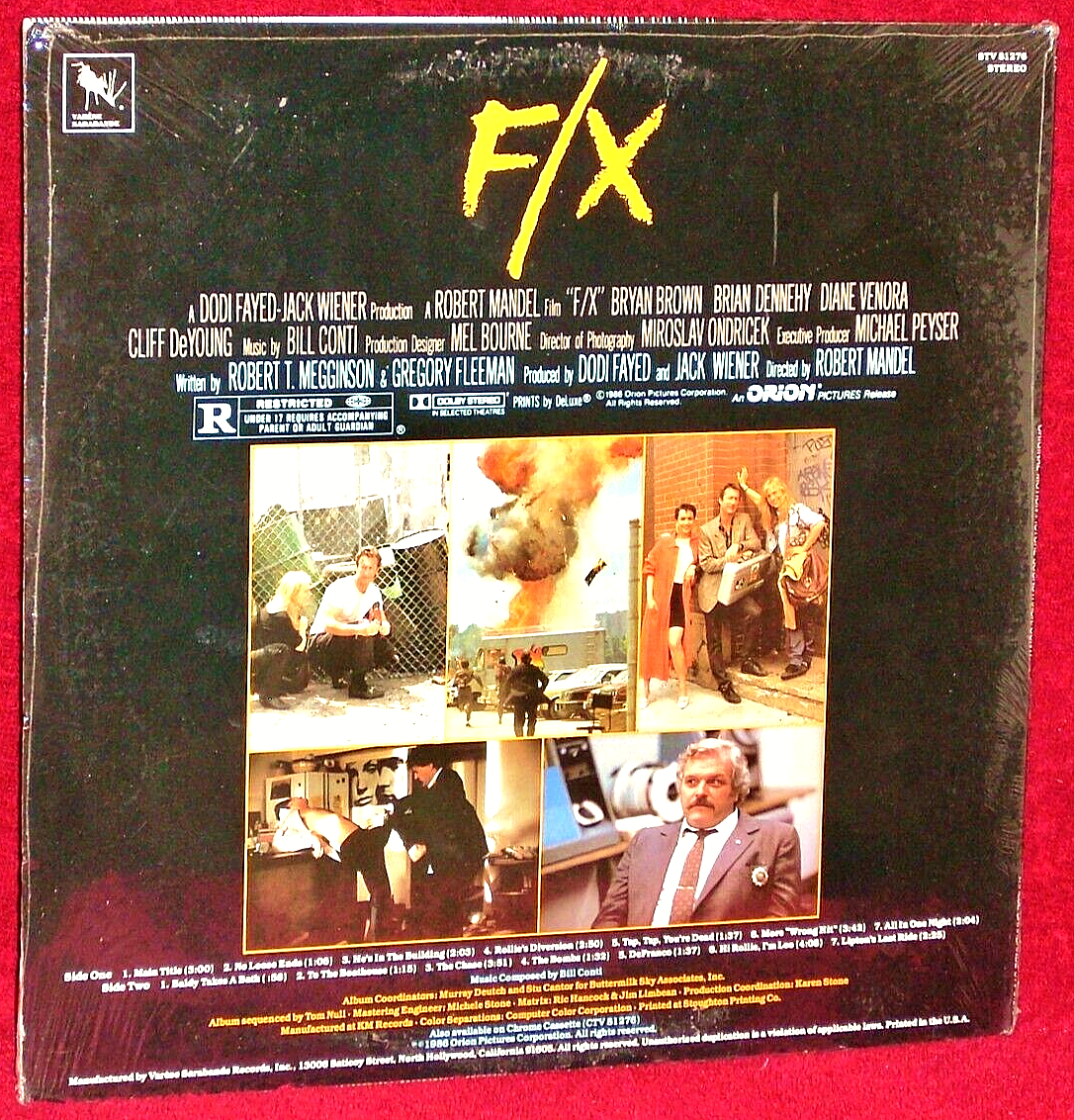 OST LP SEALED F/X BILL CONTI 1986 VARESE SARABANDE ORIG PRESS NOT