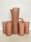 Vintage MCM Pink Glass Pitcher With 6 Tumblers Gorgeous Set — photo 1
