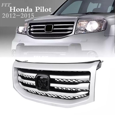 For 2012-2015 Honda Pilot Front Bumper Grille W/ silver Molding Surround Trim 14