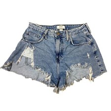 Forever 21 Women's Blue Distressed Denim Cutoff Shorts Size 27 Casual