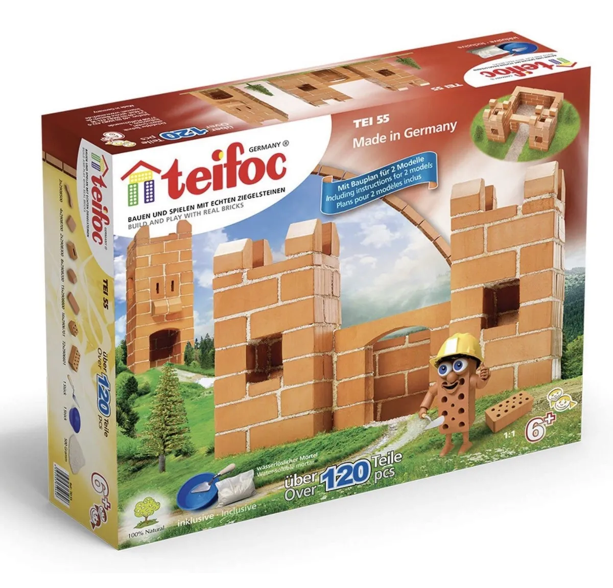 New, Teifoc Small Castle Brick & Mortar Construction Building Set Toy TEI55