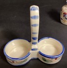 Vintage NASCO Japan Blue Rooster Salt, Pepper, Caddy Fruit, Floral, Hand Painted — photo 10