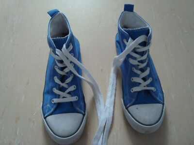 Mädchen Damen Stiefel CHUCKS Leinen Stoff Schuhe Stiefeletten Gr