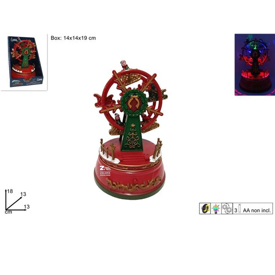 2 CHRISTMAS GIOSTRINA CAROSELLO CARILLON NATALIZIO CON LUCI, MUSICA E MOVIMENTO ART.26569