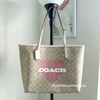 NWT Coach City Tote In Signature Canvas With Heart Print CP052 | eBay