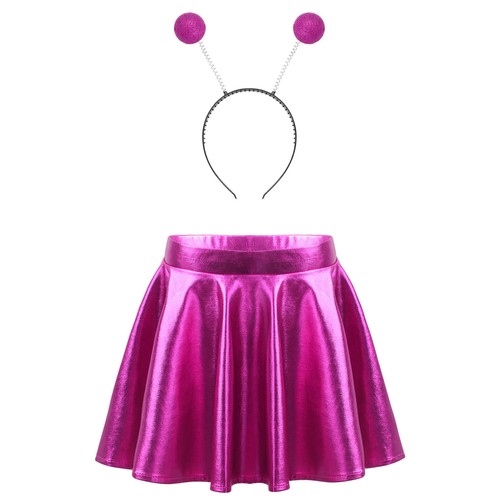 Girls Outfit A-Line Skirt Dance Short Dress Space Metallic Robot Flared Junior - Picture 20 of 72
