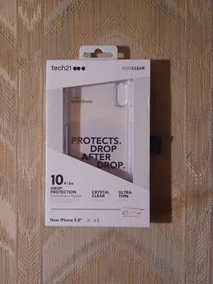 Tech 21 iPhone X Xs Phone Case 5.8'' Pure Clear 10 Ft Drop Protection Lightweight