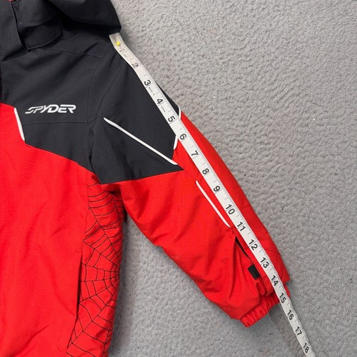 Spyder Jacket Boys Sz 4 Red Black Full Zip Insulated Outdoor Hiking Hood Winter - Picture 5 of 17