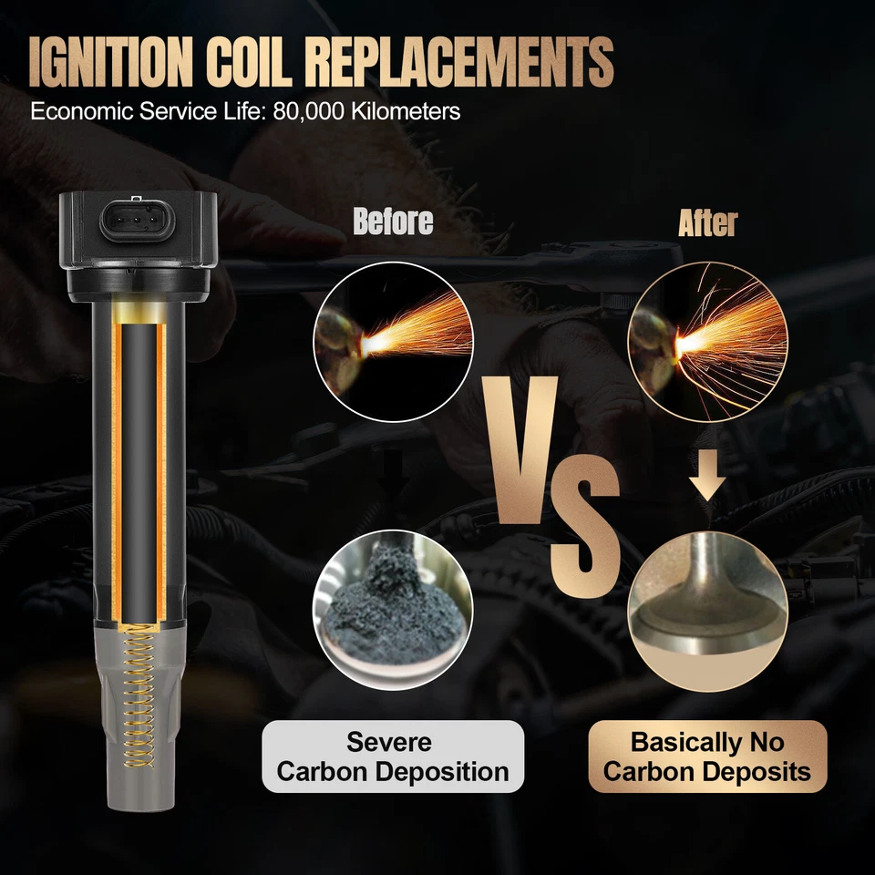 Pacote com 6 bobinas de ignição UF502 para 2008-2010 Chrysler Town & Country 4.0L V6 - Imagem 4 de 4