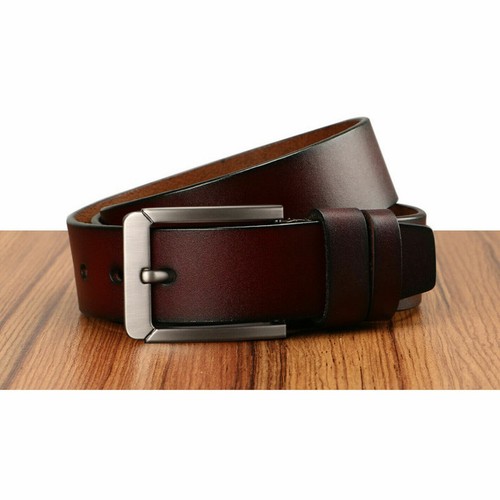 Men's Classic Metal Buckle Handcrafted Genuine Leather Jean Belt - Picture 5 of 14