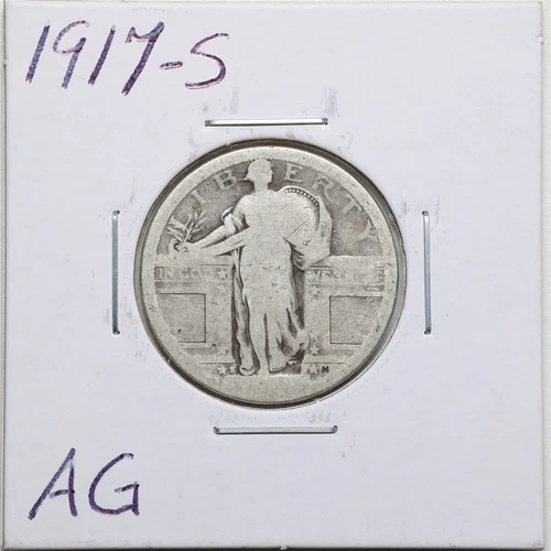 1917-S 25C Standing Liberty Quarter Dollar in AG Condition #3125