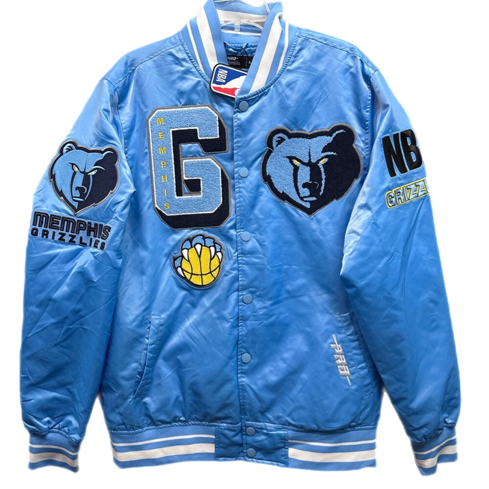 NBA Memphis Grizzlies Retro Mash Up Logo Satin Jacket Pro