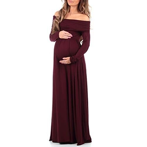 Vestido de maternidad madre abeja capucha cuello sobre hombro para baby shower - Imagen 2 de 4