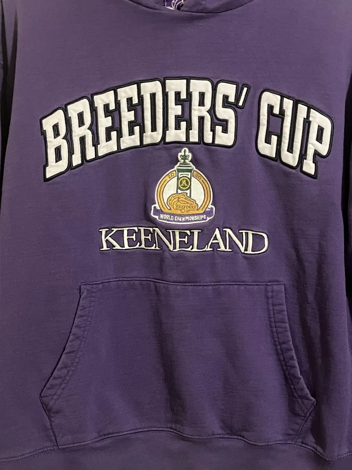 Sudadera con capucha Keeneland 2020 bordada púrpura Breeders Cup para mujer talla XL Foto 3 de 4
