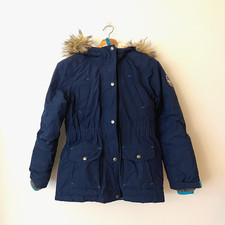 Lands' End Expedition Waterproof Winter Down Parka Navy Blue Kid's Size M 10-12