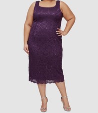 SLNY Women's Purple Lace Sheath Dress Plus Size 20W