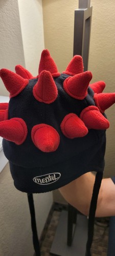 Vintage 1990’s MENTAL HEADGEAR Ski Snowboarding Hat Red Spikes Adult One Size - Picture 3 of 6