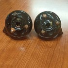 Handmade Hand Painted Teapot Salt & Pepper Shakers Set Ceramic Brown Floral Mini — photo 3