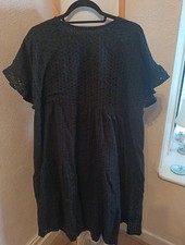 BNWT SIZE 16 BOOHOO BLACK BRODERIE ANGLAISE TIERED MIDI DRESS