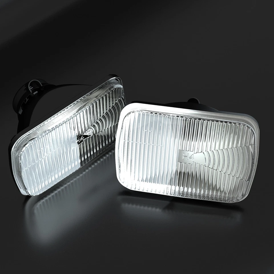 Faros de vidrio de haz sellado cuadrado de 7" para Yugo Cabrio 1990 bombillas H4 H6054 H6052 Foto 2 de 4