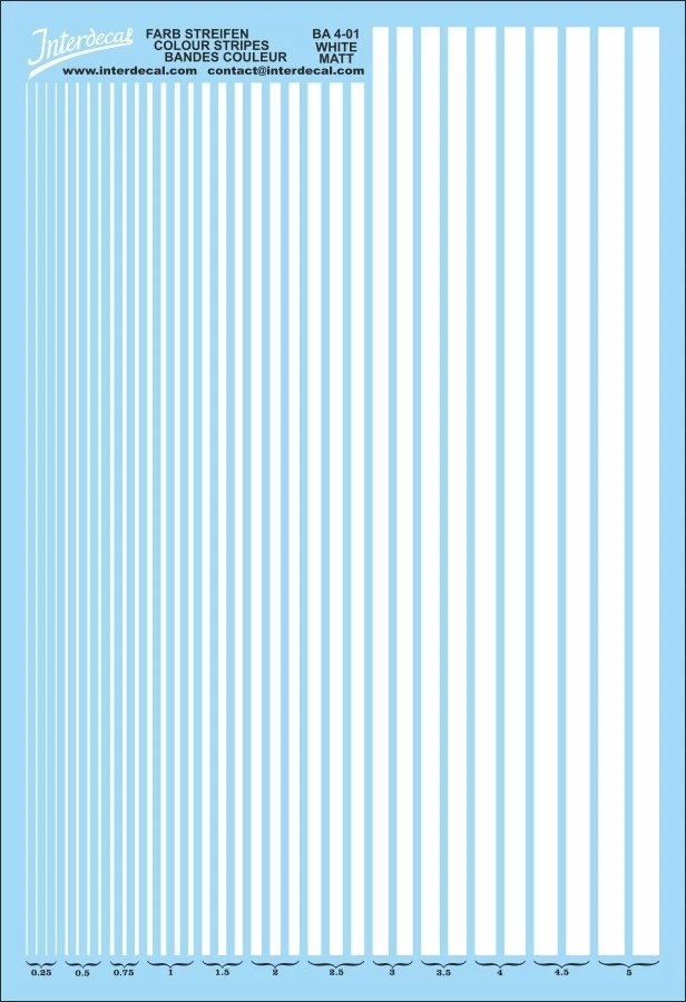 Bandes 0,25mm-5mm Décalcomanies blanc mat 165x120mm INTERDECAL - Photo 1/1