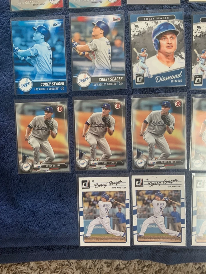 Lote de 39 tarjetas de béisbol Corey Seager 2017 Topps cromadas Bowman Donruss Optic Foto 4 de 4