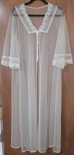Vintage Vanity Fair Tricot-All Nylon Sheer Robe Only Peignoir Lace Trim Med USA