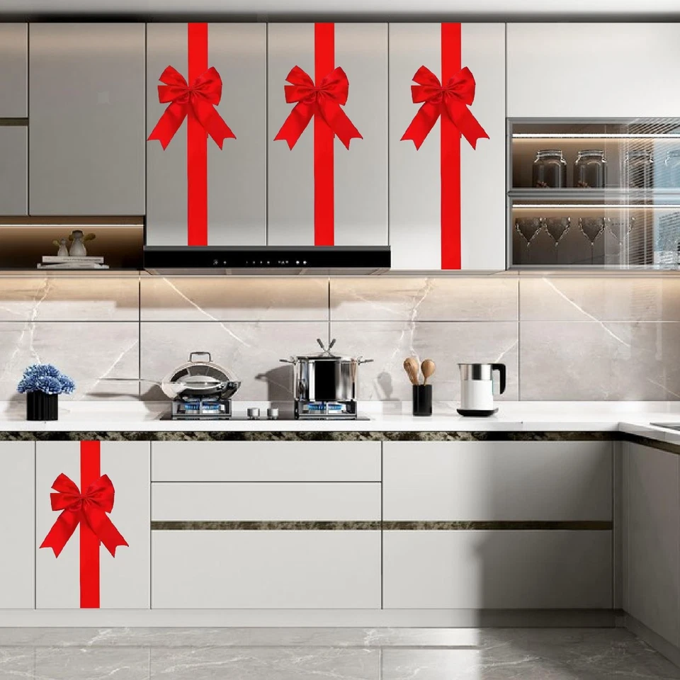 4x Christmas Cabinet Door Bows Supplies for Holiday Cabinets Party Supplies - Image 4 of 4