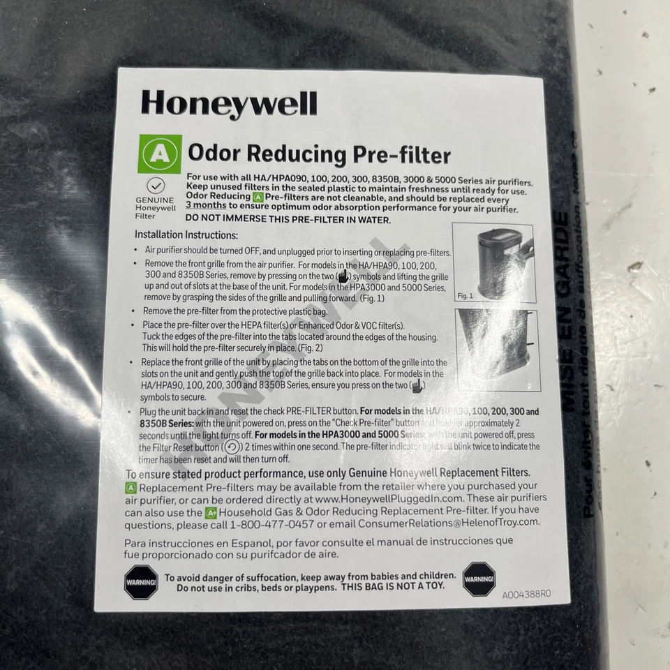 Honeywell HRF-A300 Purificador de Aire Pre Kit Filtro, Paquete de 4 - Negro Alérgeno (LEER) Foto 4 de 4
