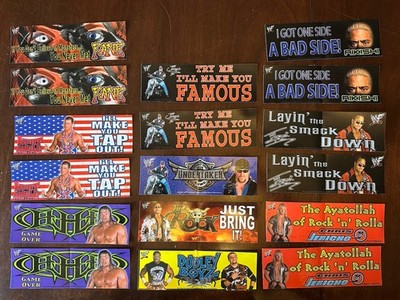 RARE! 2001 WWE Vending Machine Sticker Lot of 17! The Rock, HHH, Kurt Angle, Etc
