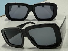 Exaggerated Classic Vintage 70s Retro Style SUN GLASSES Square Thick Black Frame
