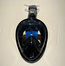 Full Face Snorkel Mask w/ Integrated Snorkel Tube, Black/Blue, One Size